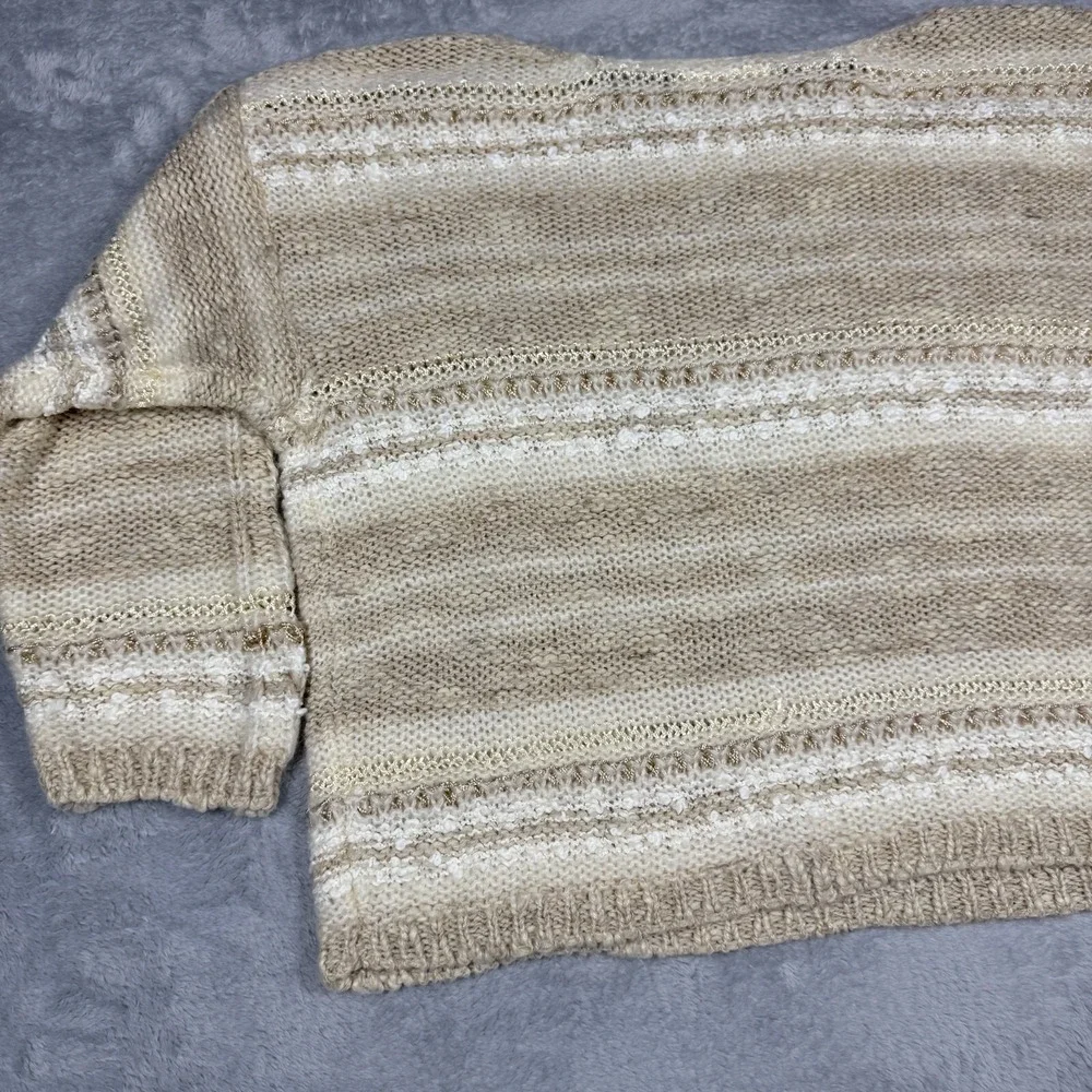 Vintage Beldoch Popper Sweater Women L Beige Cozy Textured Plaid Knit 80s - Picture 16 of 16